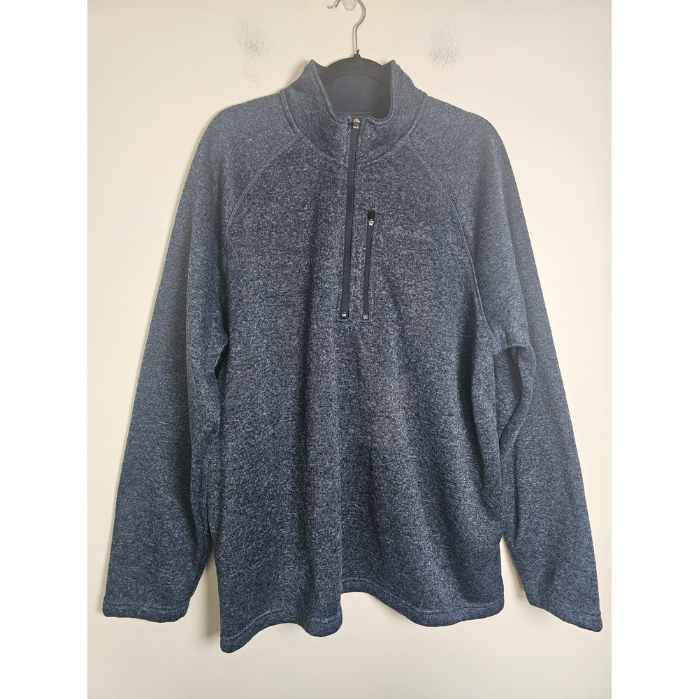 Gorpcore Eddie Bauer Fleece Pullover Mens XXL Blue Heather 1/4 Zip Chest Pocket